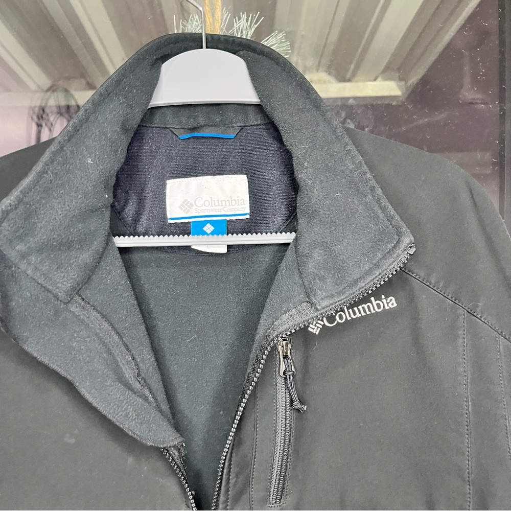 Columbia Softshell Jacket Men’s Large Black Full Zip Windbreaker - Picture 2 of 11